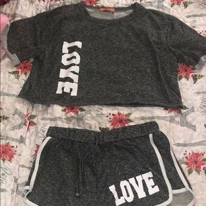 Cute crop trip with matching pants